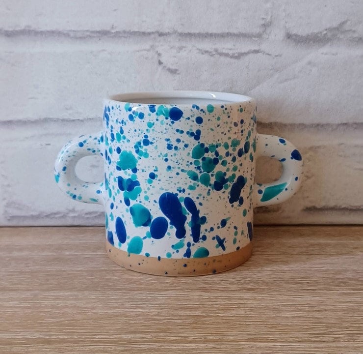 Blue Splattered Planter