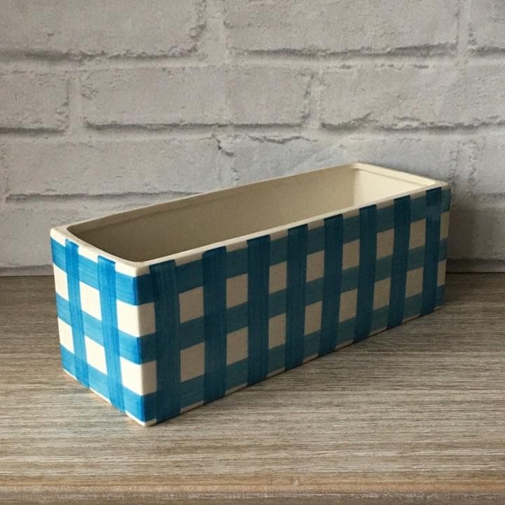 Blue Gingham Planter