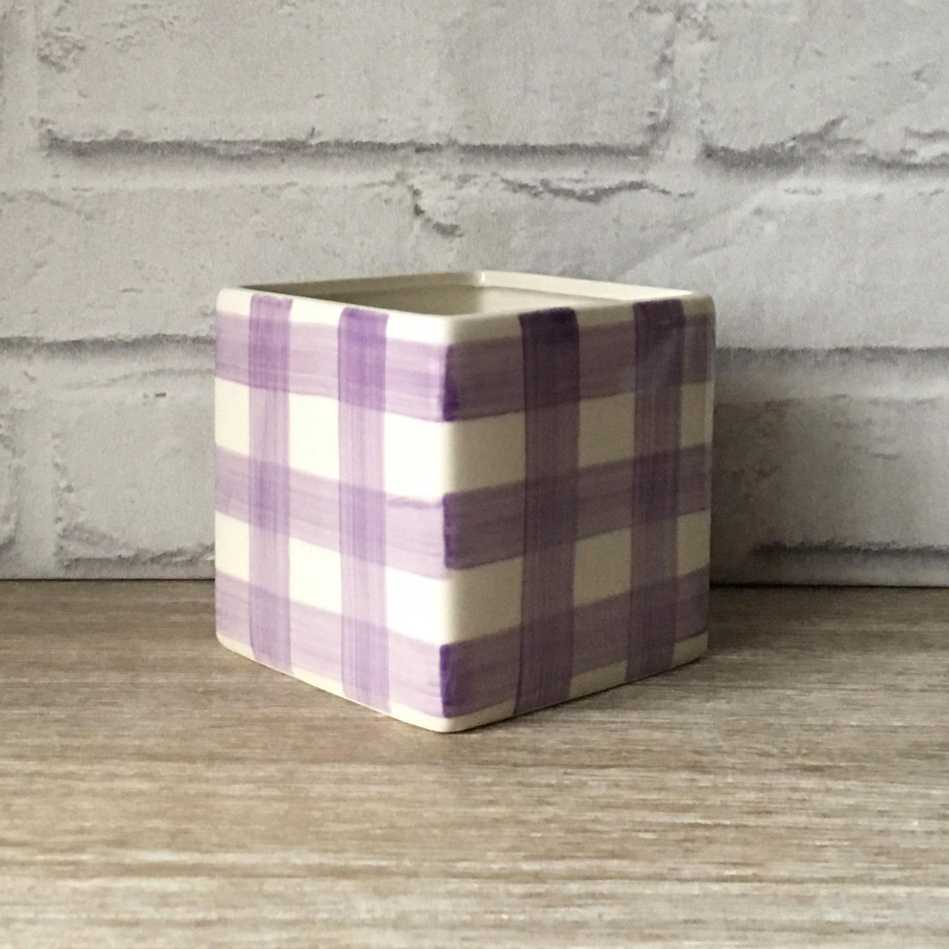 Purple Gingham Planter