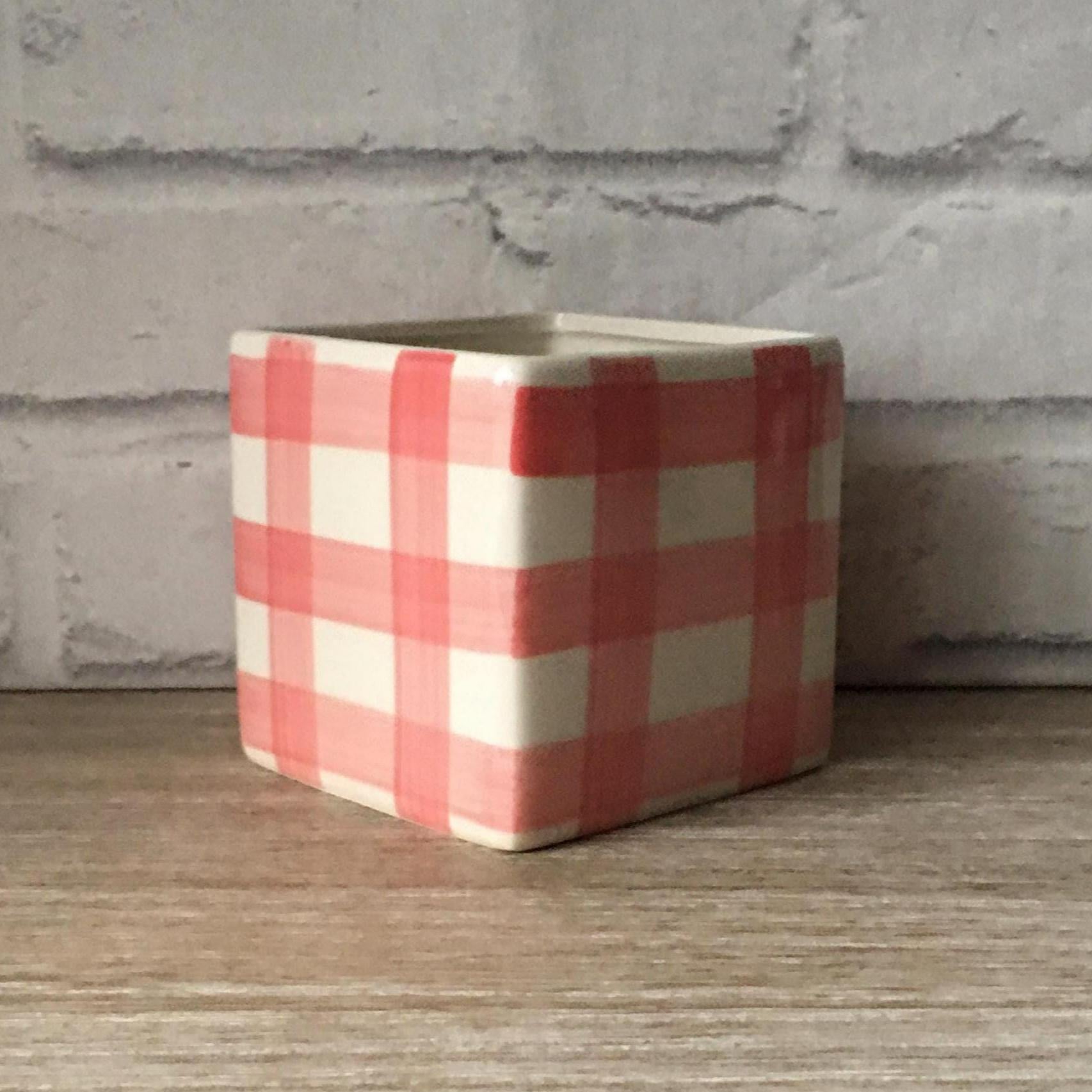 Pink Gingham Planter