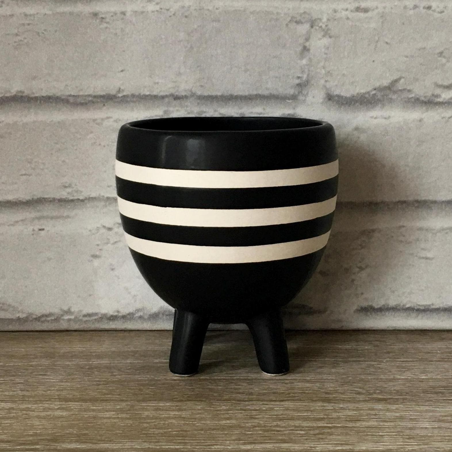 Black & White Striped Planter