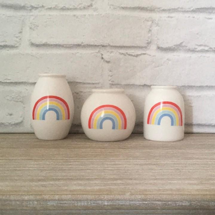 3 Rainbow Bud Vases