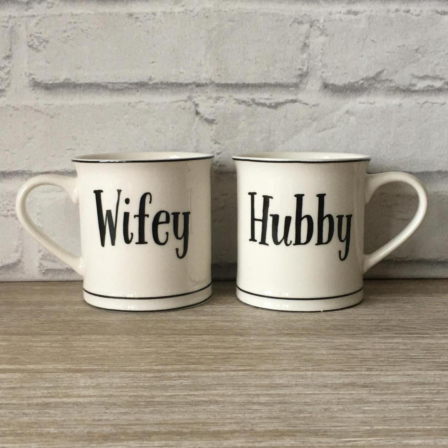 2 x Hubby Wifey Mugs