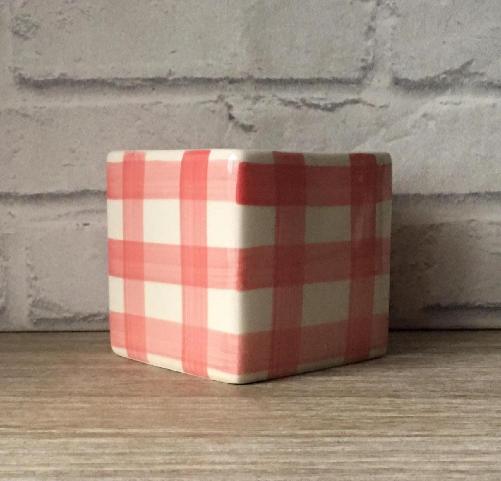 Pink Gingham Planter