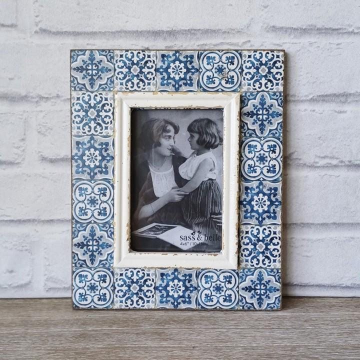 Blue Mosaic Photo Frame